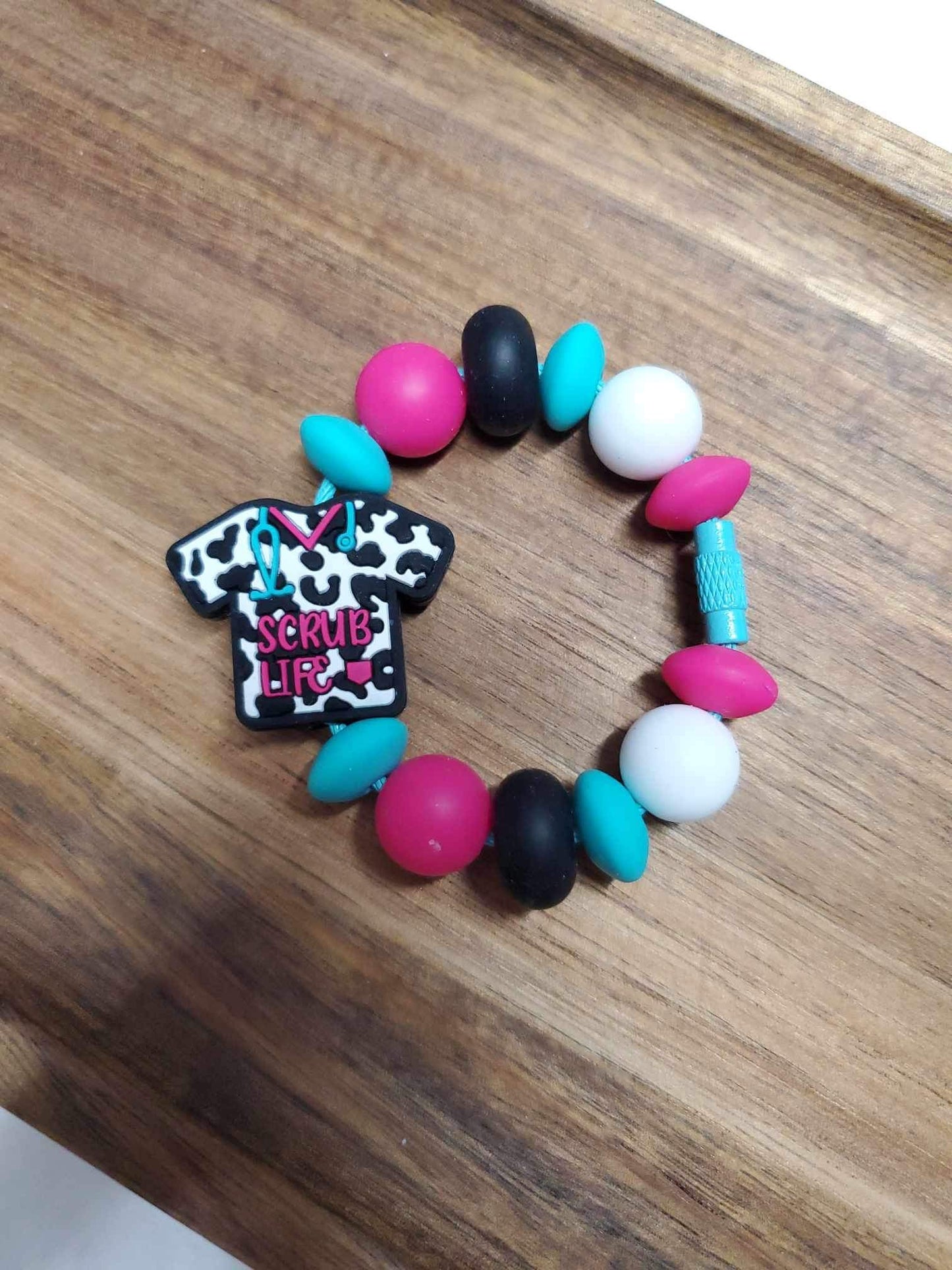 Pink and Teal Scrub Life Tumbler Charm